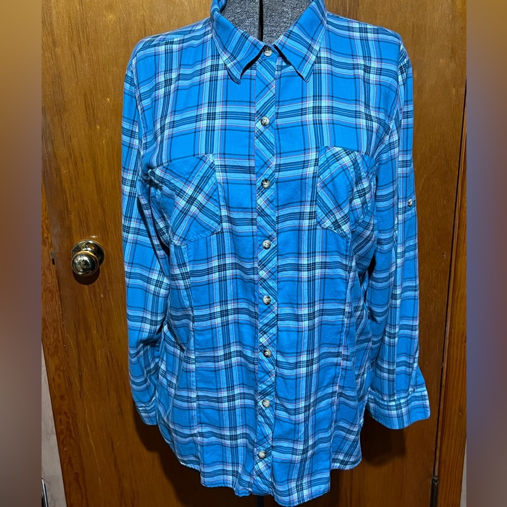 LL Bean Plaid Cotton Shirt Size XL